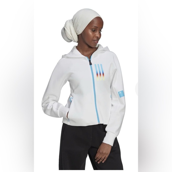 adidas Tops - Adidas Hooded Sweatshirt Sportswear, white, Women’s Large (NWT)